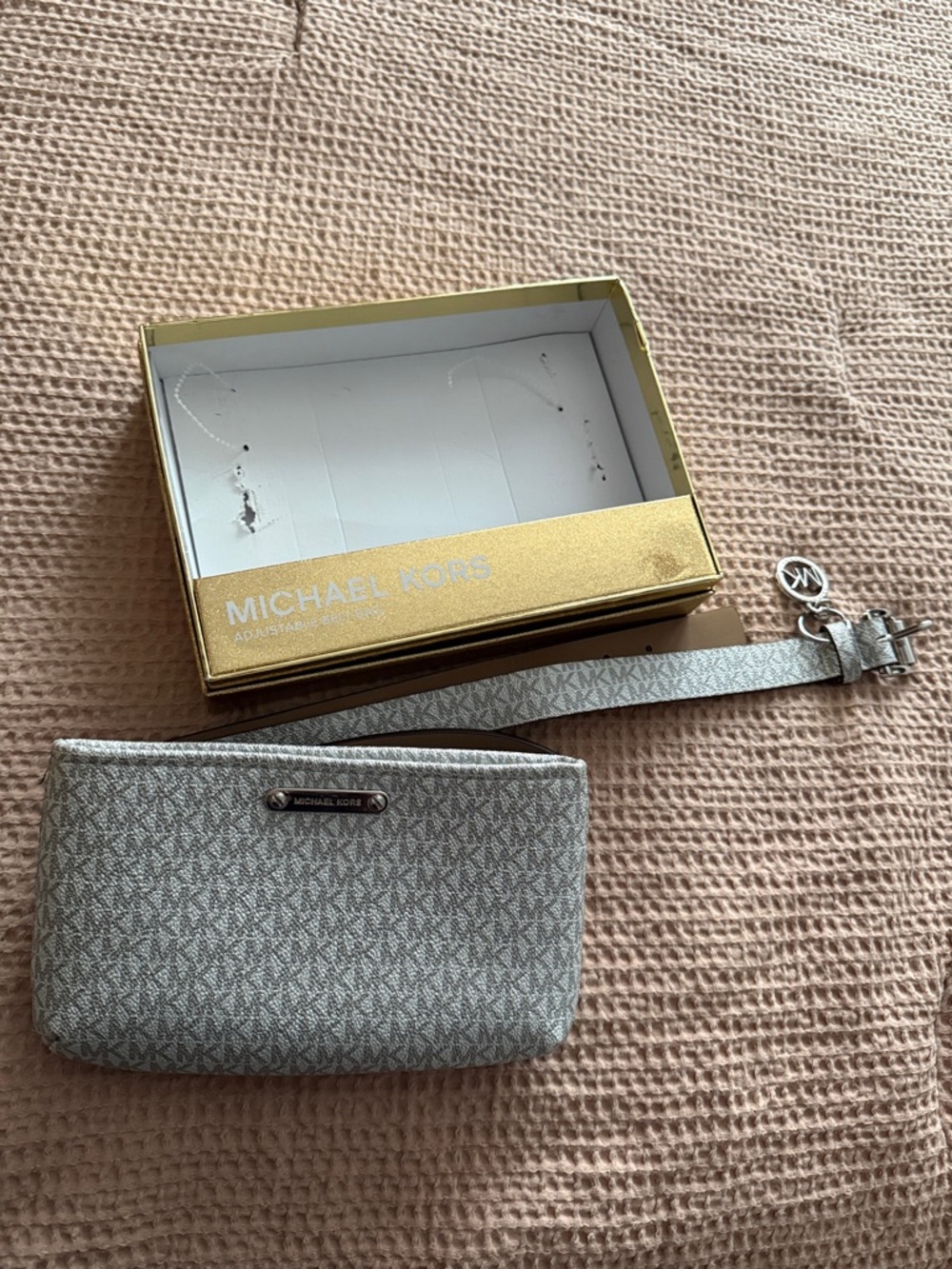Michael Kors Silver Logo Belt Bag with Charm